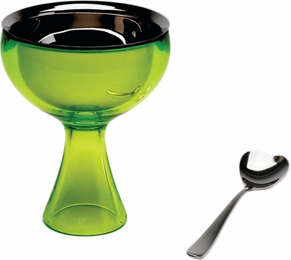 ALESSI-AMMI01S GB "BIG LOVE"  ZDJELICA ZA SLADOLED+ŽLICA, SVJ.ZELENA 
