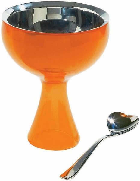 ALESSI-AMMI01S O "BIG LOVE" ZDJELICA ZA SLADOLED+ŽLICA, NARANČASTA