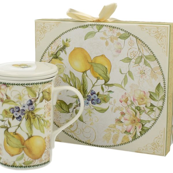 DUO-5907666517567 ŠALICA PORCULAN S INFUZOROM LEMON 300ML/UKRASNA KUTIJA