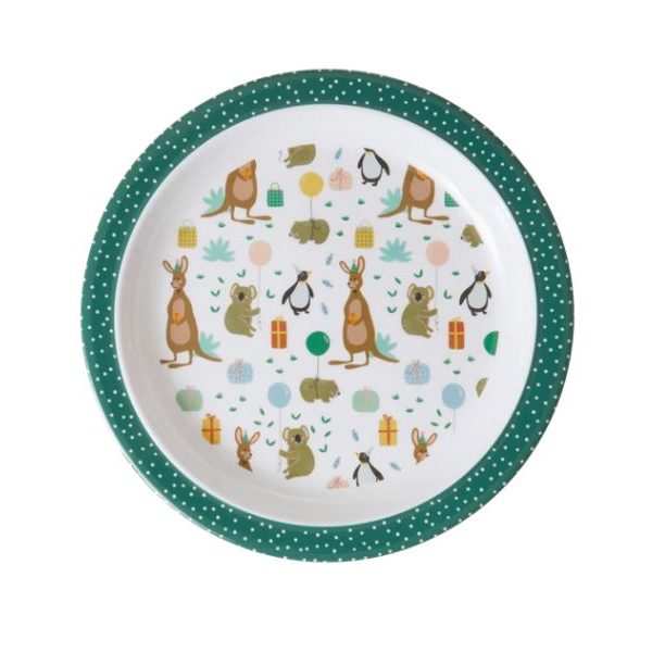 RICE- KILPL-BIAG Dječji tanjur, 22 cm, melamin, zeleni, Party Animal Print 