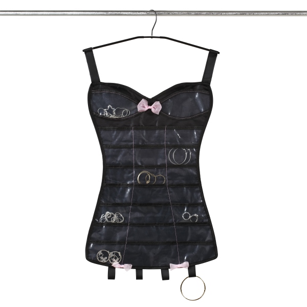 LittleBlackCorset_Front-600x600 UMBRA-299037-040 LITTLE BLACK CORSET VISEĆI STALAK ZA NAKIT CRNI - Slika 1