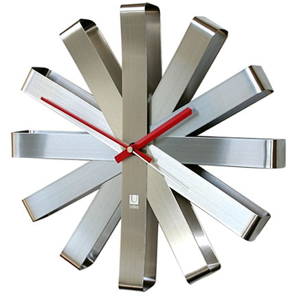 umbra-ribbon-clock2 UMBRA-118070-590 RIBBON ZIDNI SAT METALIK - Slika 1