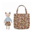 BLO-82049974 Moe plišana pamučna igračka s torbom, smeđa 28 x 44 x 5 cm