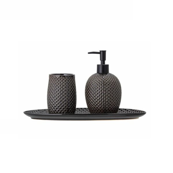 BLO-82049295  Hrin keramički set za kupaonicu, sivi, 34x13/10x17,5/8x11 cm, set 3/1