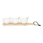 HOMLA-161001 FINCAN  zdjelice na podlošku sa žličicama, 32x8 cm, bijele, set 7/1