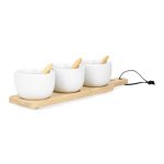 HOMLA-161001 FINCAN  zdjelice na podlošku sa žličicama, 32x8 cm, bijele, set 7/1 - Slika 3