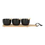 HOMLA-161000 FINCAN zdjelice na podlošku sa žličicama, 32x7 cm, crne, set 7/1