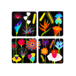 PYL-37220 JAR - SOUS VERRE stakleni podmetači, 10 x 10 x 0.4 cm, set 4/1, Jardin fleuri