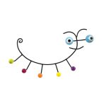 PYL-CATERPILLARG BL - CATERPILLAR zidna vješalica, 60 x 30 cm, plava