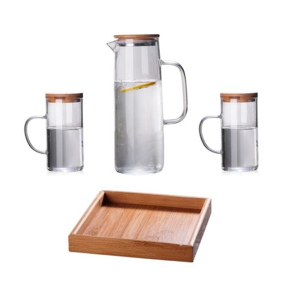 HSH - MEDELINE set za čaj, vrč 1300 ml, 2 šalice 400 ml i poslužavnik 20x20x3 cm