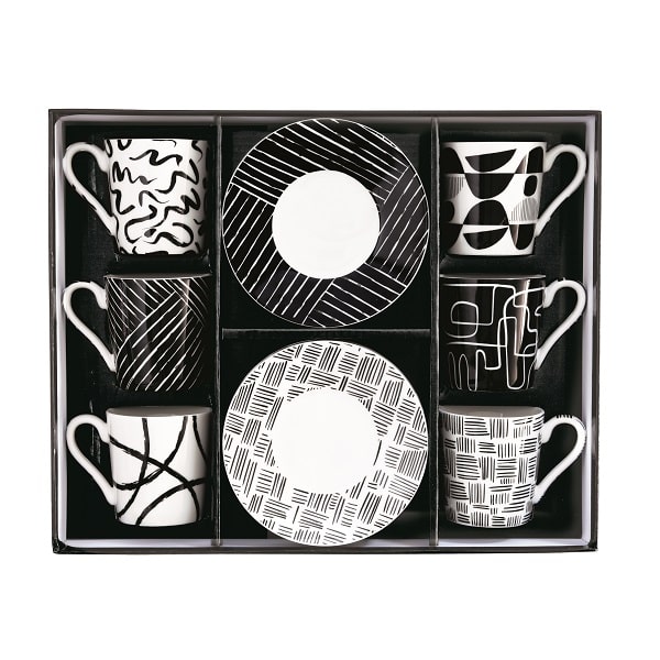 070701 R2S-R0126#GRAF Set 6 porculanskih šalica s tanjurićima 100 ml u poklon kutiji GRAFFITI - Slika 1