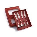 HSH - FEATHER set desertnih vilica i žličica, 4/1, srebrni