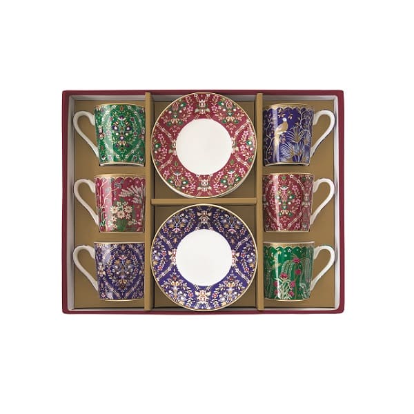 072387 R2S-R0126#ECLE Set 6 porculanskih šalica s tanjurićima 100 ml u kutiji ECLECTIC CHIC - Slika 1