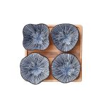 HSH - SMITA 4 porculanske zdjelice 9 x 4,5/10,3 x 3,3 cm na podlošku od bambusa