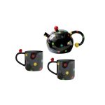 HSH - SELBY set za čaj, čajnik 550 ml i 2 šalice 200 ml, crni
