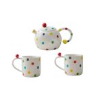 HSH - SELBY set za čaj, čajnik 550 ml i 2 šalice 200 ml, bijeli