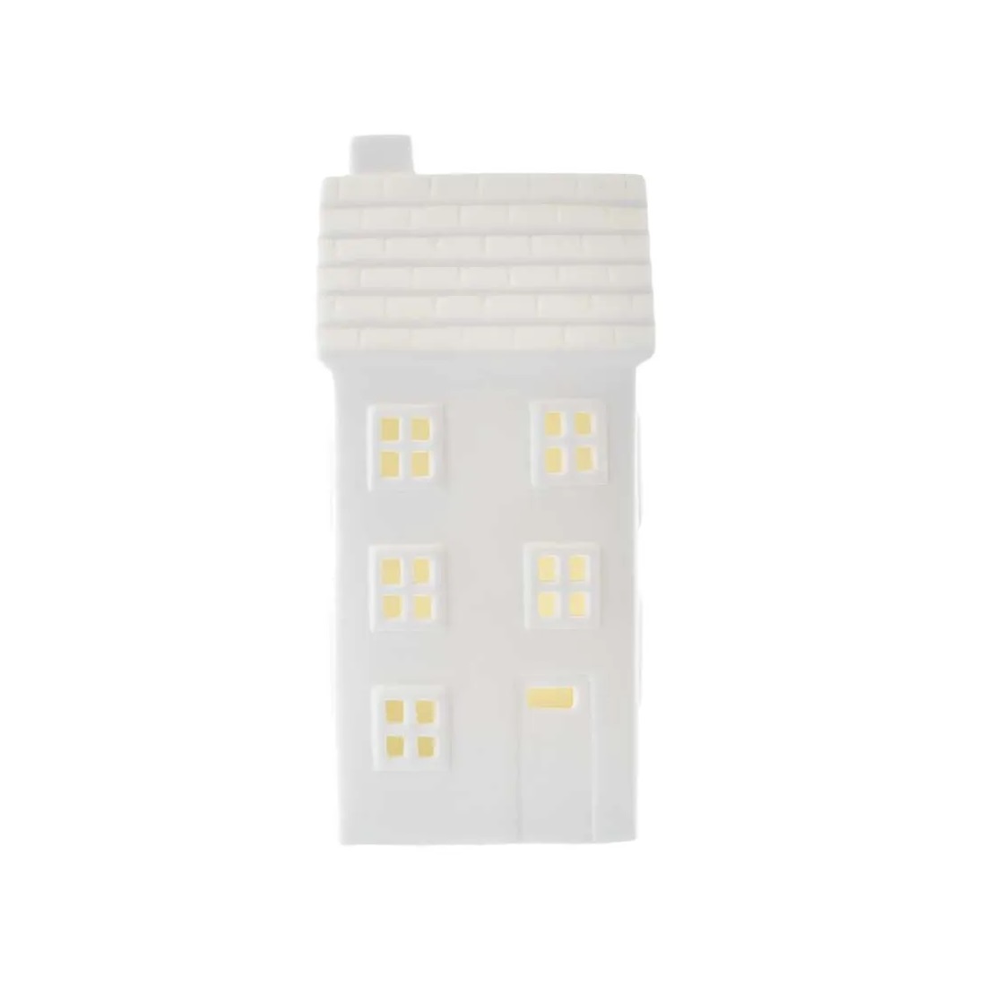 EMOS-DCLW36 Božićna dekoracija 1LED CERAMIC HOUSE TALL WHITE WW, 7,7 x 16,3 cm
