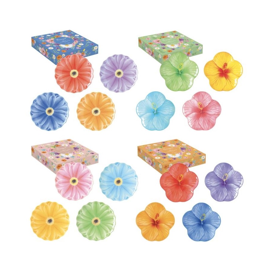 EASY LIFE-R3374#BOUQ Set 4 porculanska tanjura O 20,5/21 cm BOUQUET, sort.