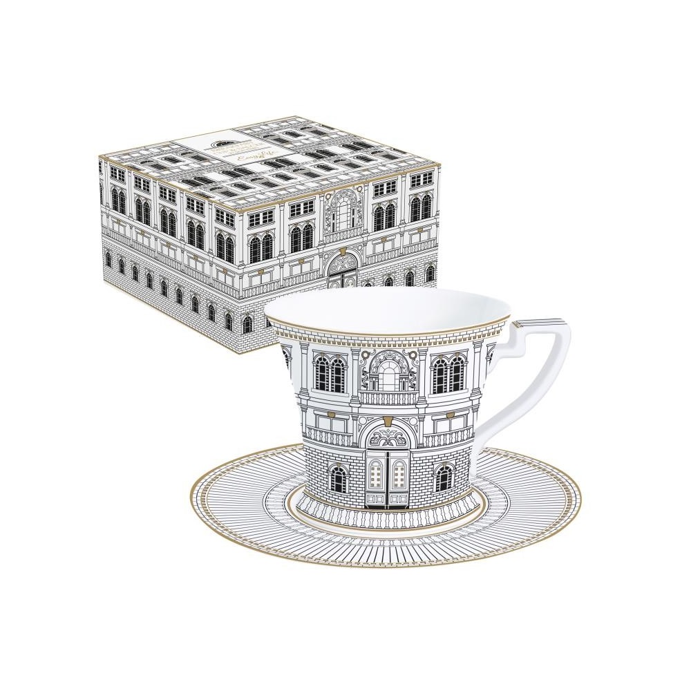 EASY LIFE-R1185#PLZO Porculanska šalica s tanjurićem 350 ml PALAZZO