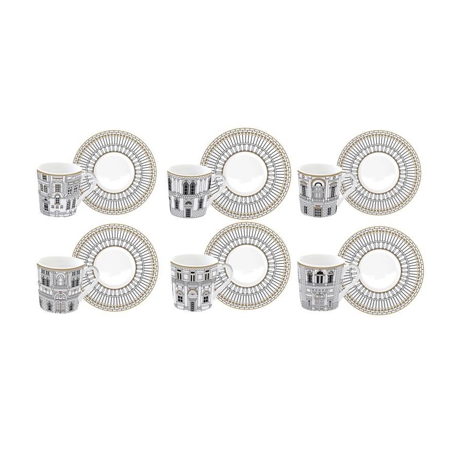 EASY LIFE-R0126#PLZO Set 6 porculanskih šalica s tanjurićima 100 ml PALAZZO