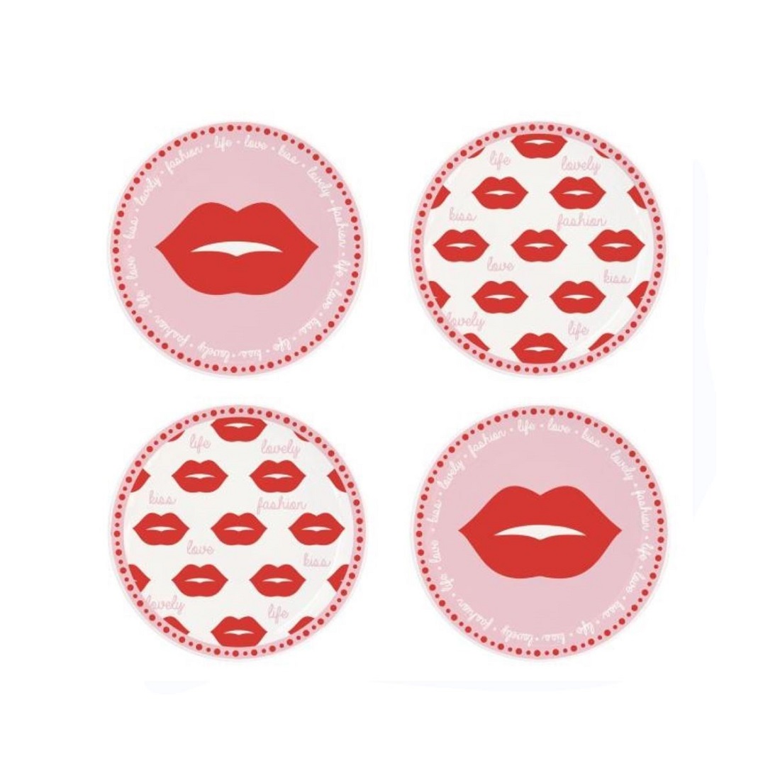 EASY LIFE-R3220#TWRE Set 4 porculanske posude za odlaganje sitnica TWIST & MATCH RED