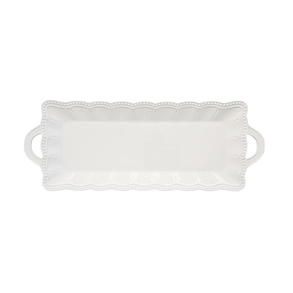 EASY LIFE-R2892#ELIW Porculanski pladanj s ručkama 43x16 cm ELITE WHITE