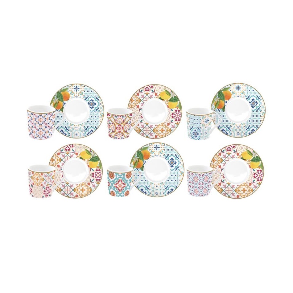 EASY LIFE-R0126#SIRA Set 6 porculanskih šalica s tanjurićima 100 ml SIRACUSA