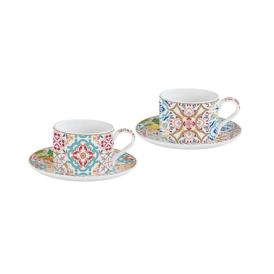 EASY LIFE-R0132#SIRA Set 2 porculanske šalice s tanjurićima 240 ml SIRACUSA