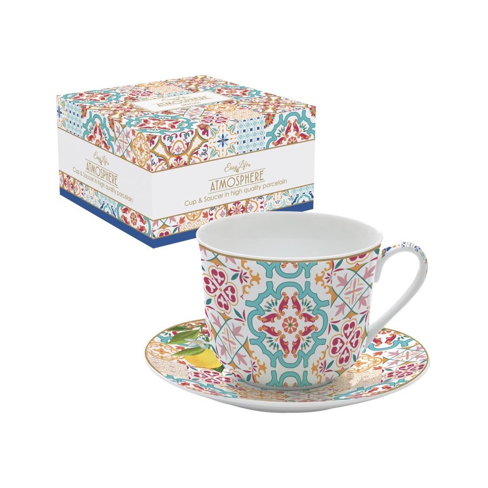 EASY LIFE-R1454#SIRA Porculanska šalica s tanjurićem 400 ml SIRACUSA