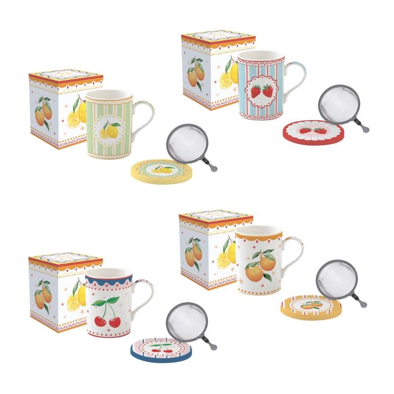 EASY LIFE-R0805#FMAN Šalica s infuzorom za čaj FRUIT MANIA, sort.