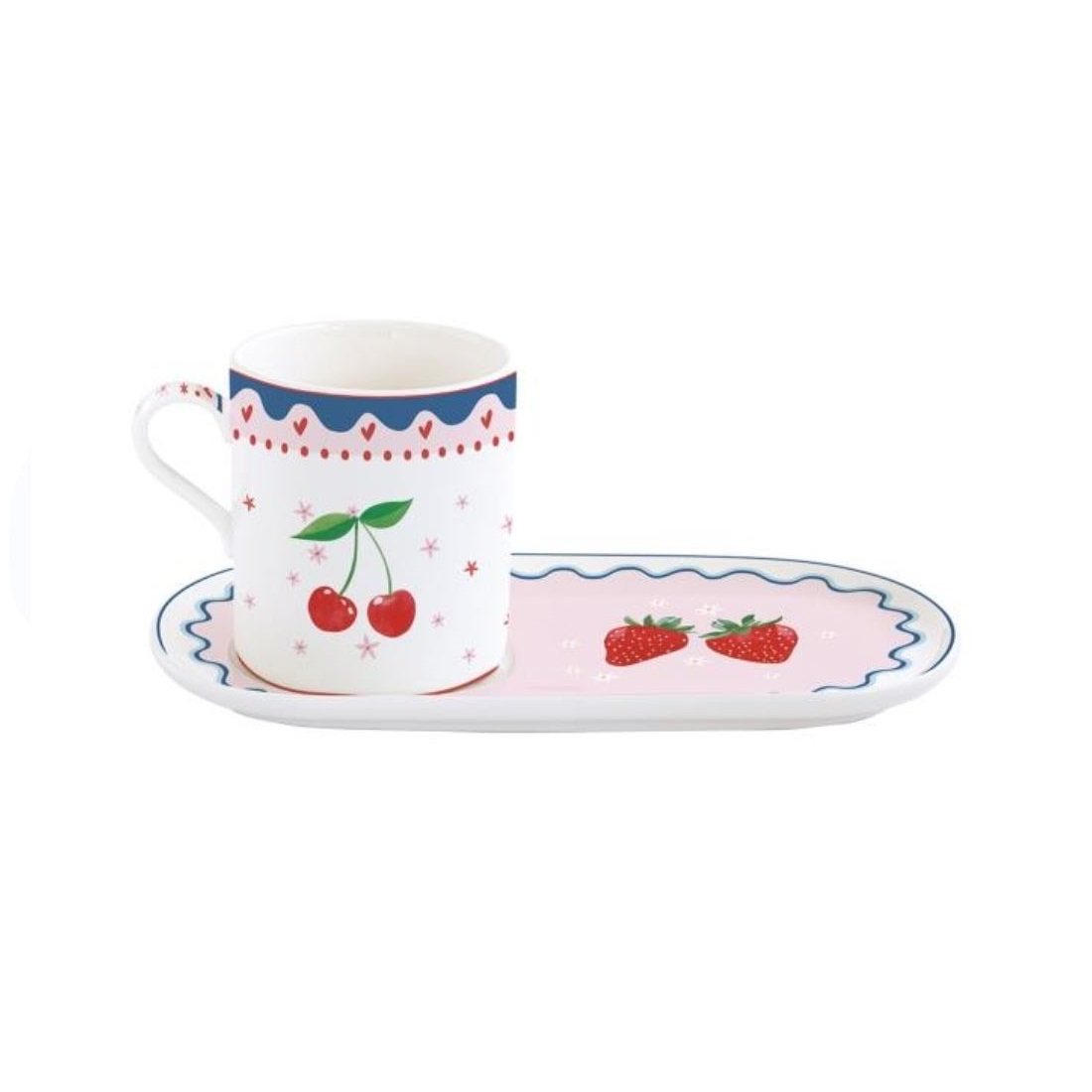 EASY LIFE-R2163#FMAN Porculanska šalica 320 ml s tanjurićem 23x12 cm FRUIT MANIA