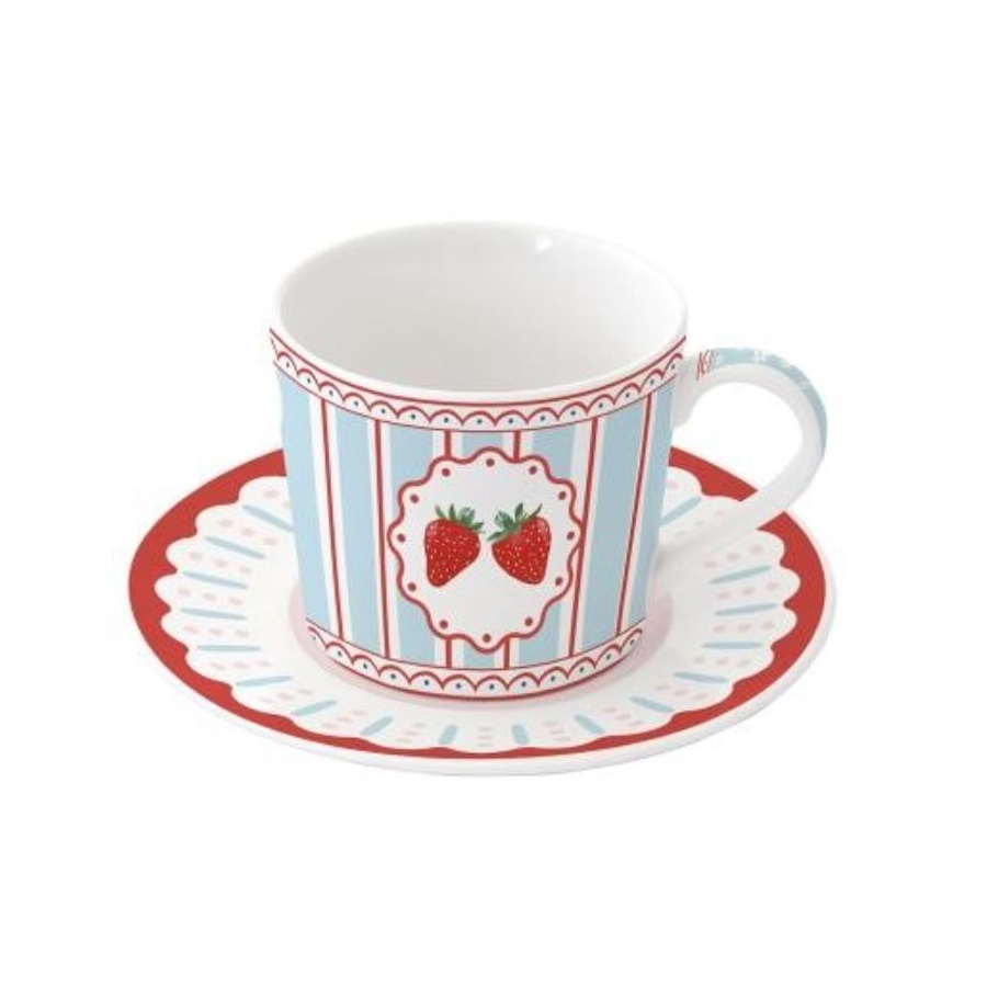 EASY LIFE-R1845#FMAN Porculanska šalica s tanjurićem  380 ml FRUIT MANIA