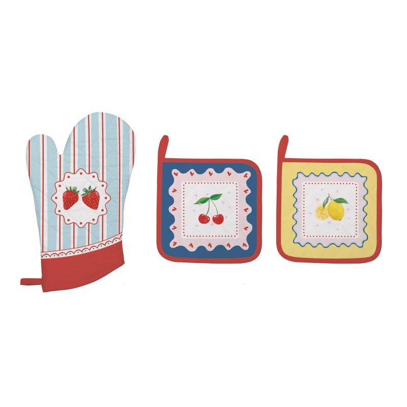 EASY LIFE-R2630#FMAN Set rukavica 30x20 cm i 2 krpice za vruće 20x20 cm FRUIT MANIA