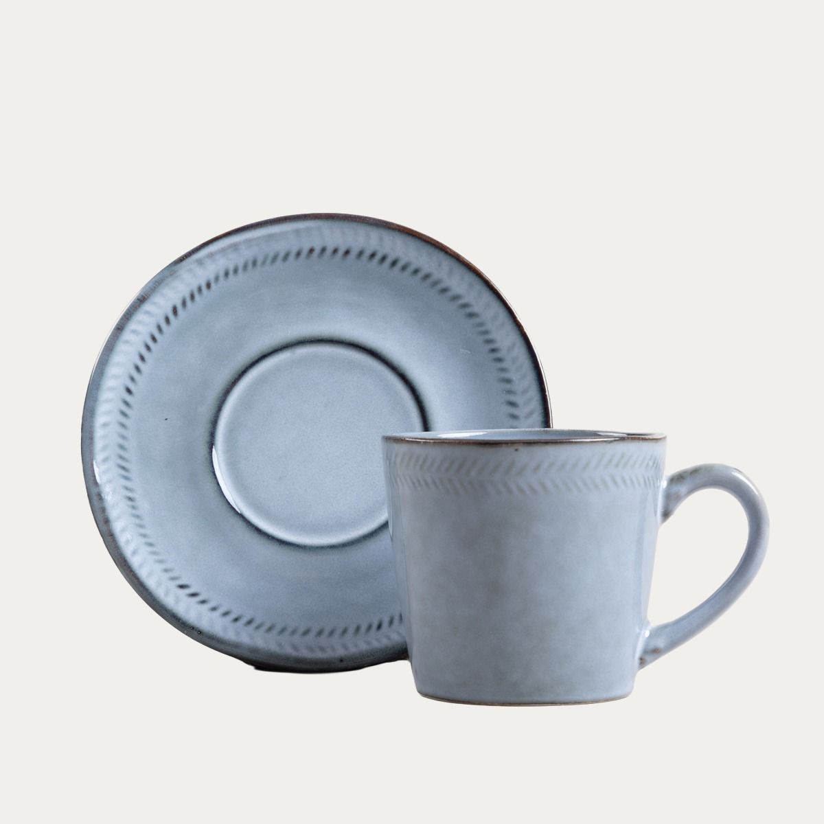 HOMLA-238136 BLUEJEANS keramička šalica sa tanjurićem, 200 ml