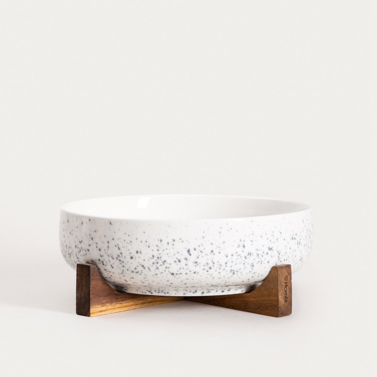 HOMLA-244650 CAVIANO porculanska zdjela na drvenom stalku,  25.5x9.5 cm 