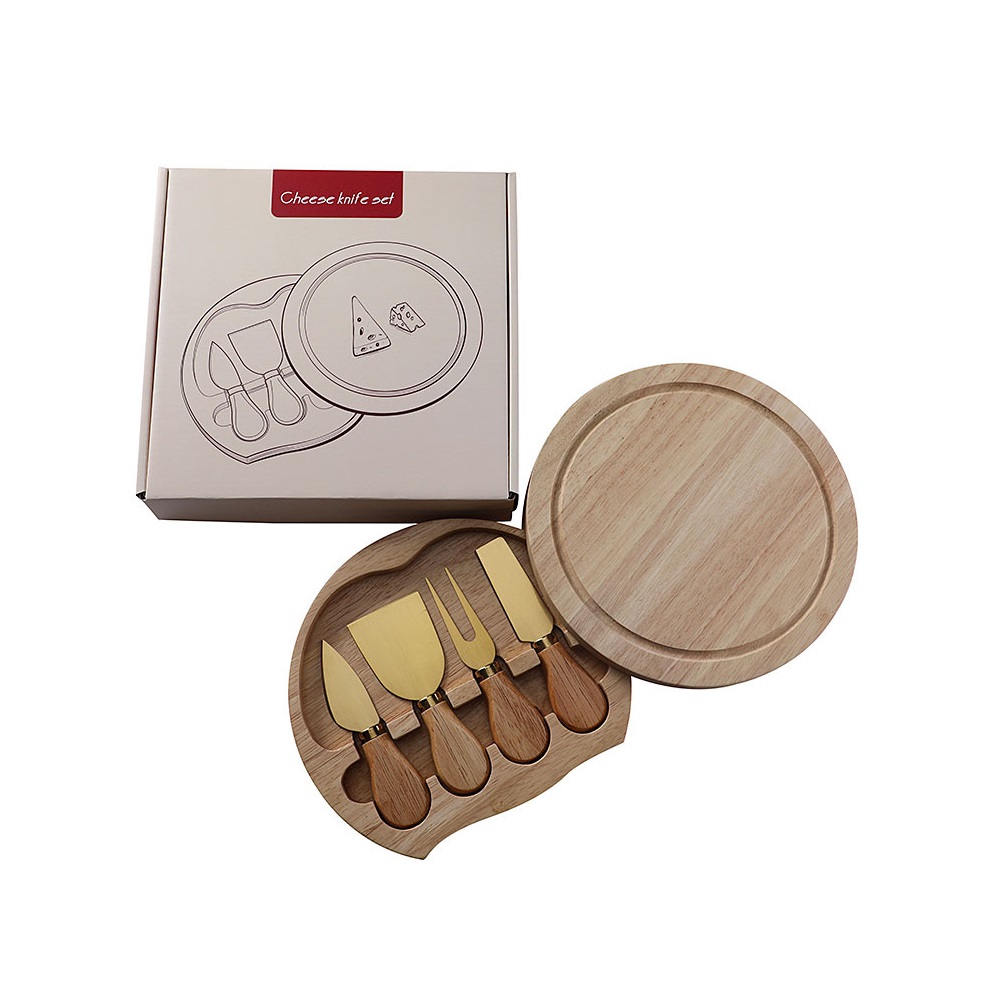 HSH - BENT set za sir, drvena daska 20 cm i 4 noža za sir