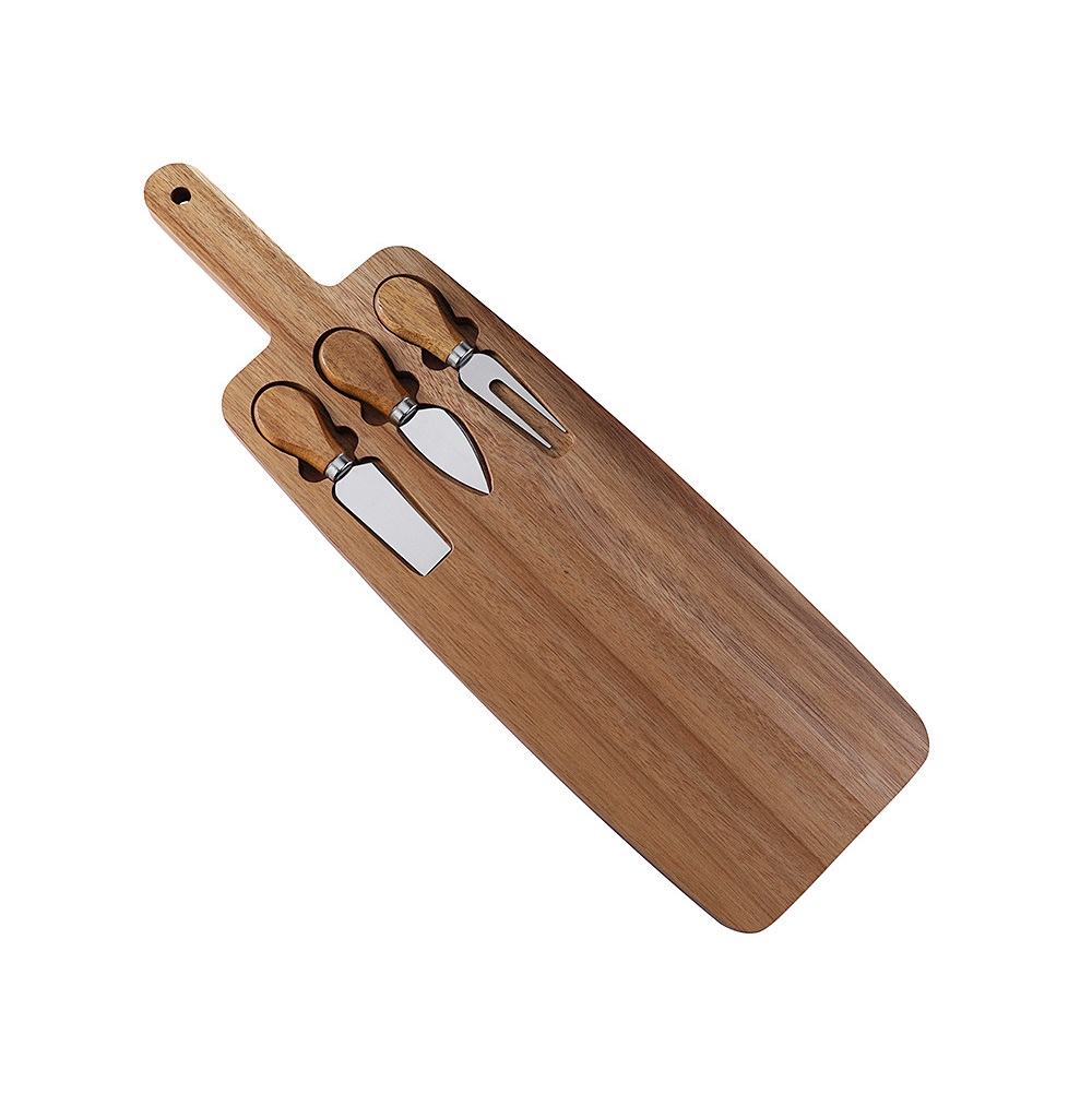 HSH - LANG set za sir, drvena daska 13,8 x 50,4 x 14,2 cm i 3 noža za sir