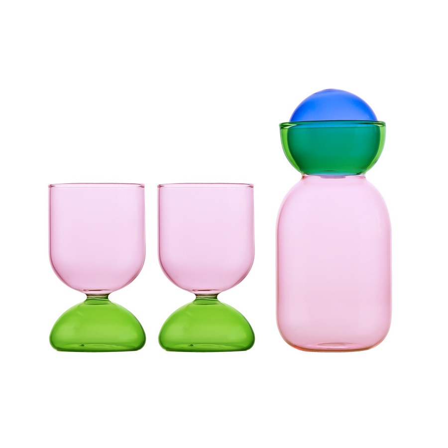 079862 HSH - NARINO set stakleni vrč 660 ml i 2 čaše 260 ml, rozo - Slika 1