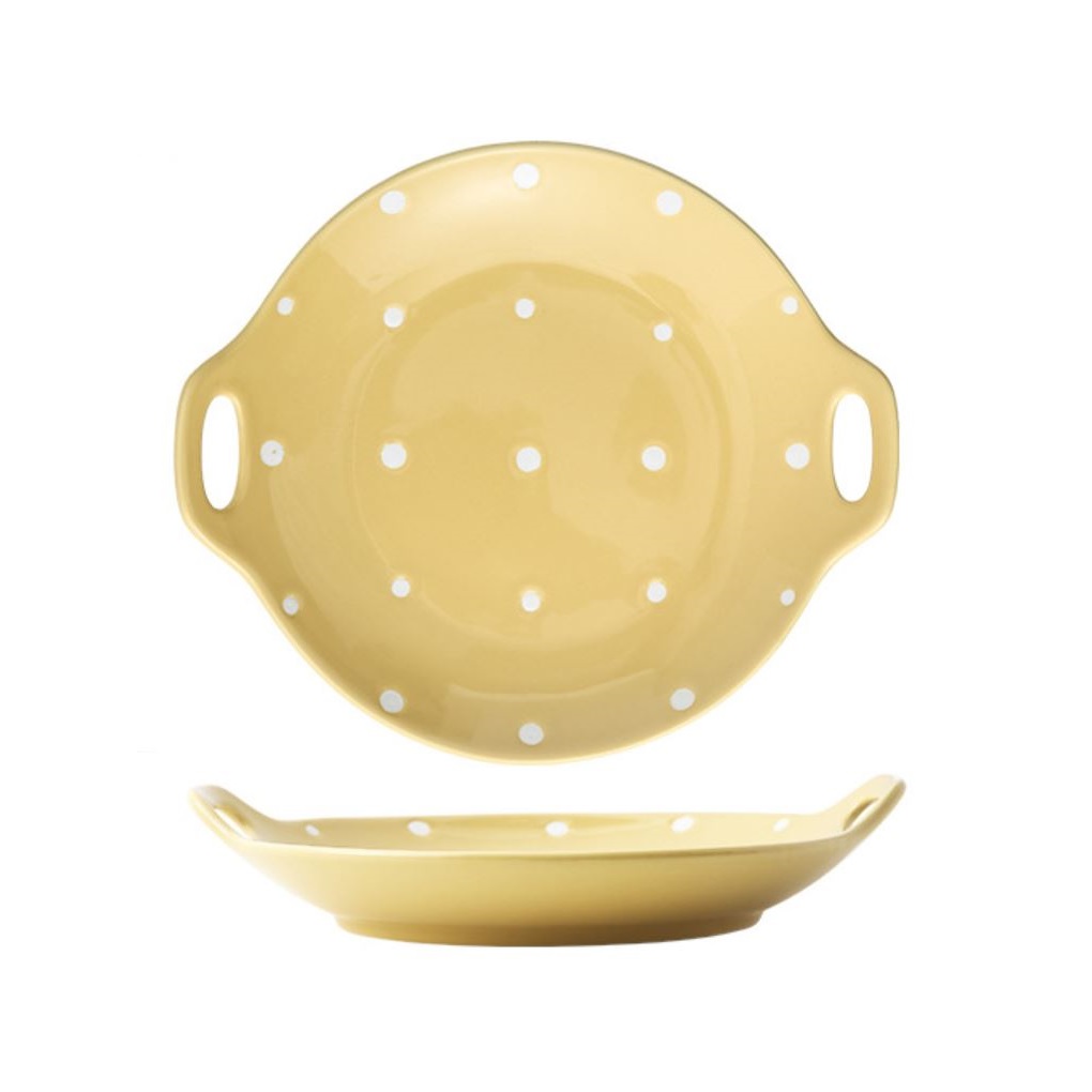 HSH - DOT keramička zdjela s ručkama, 24 x 21 x 4,5 cm, žuta