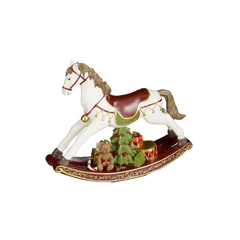EDELMAN-1146620 Rocking horse red božićna dekoracija, 30x8,5x25cm