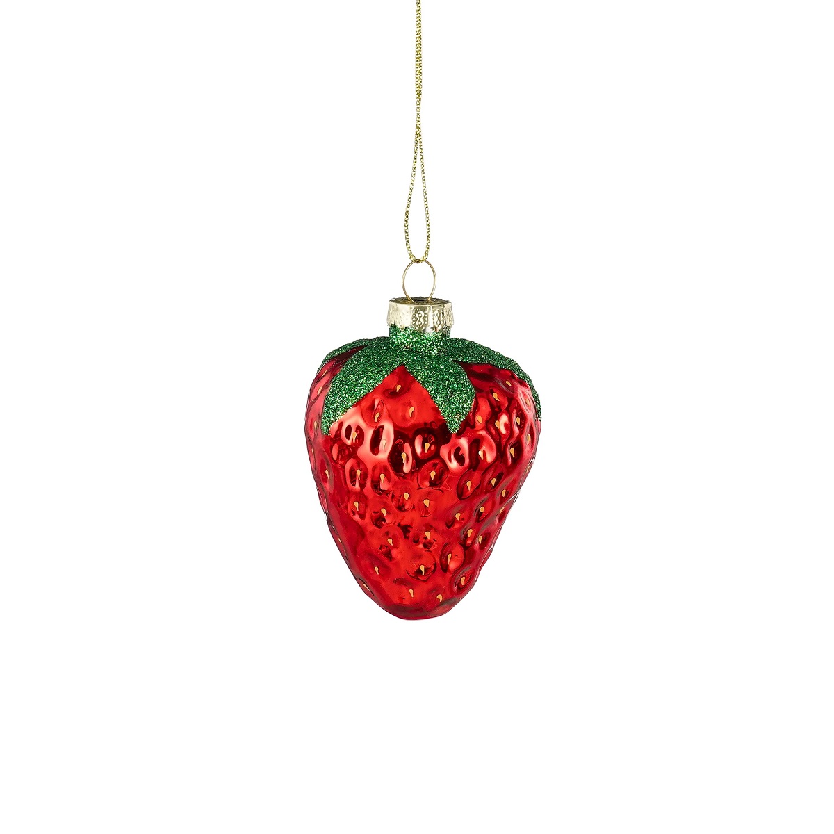 EDELMAN-1179920 Strawberry stakleni ukras za bor, 7,5x6 cm