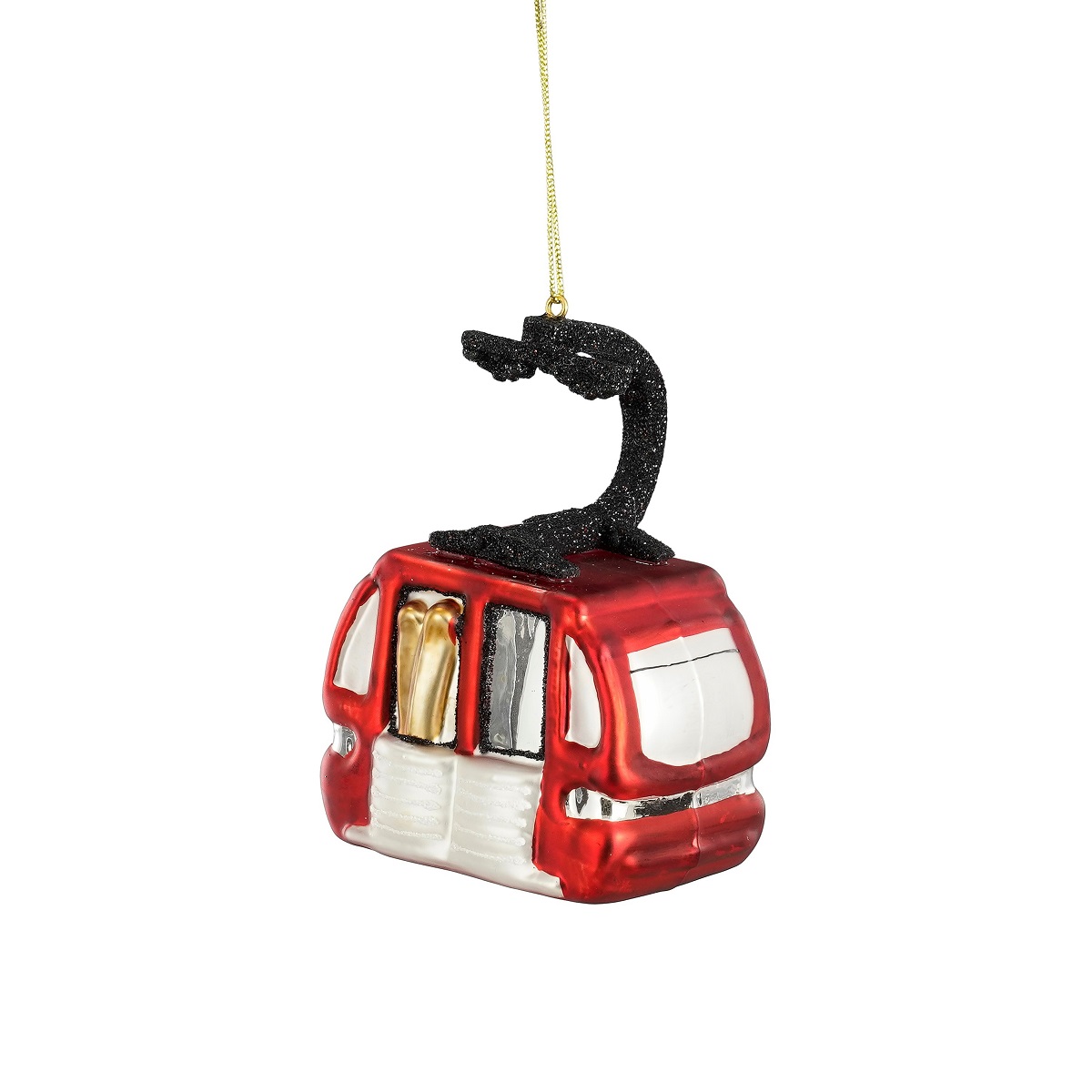 EDELMAN-1180069 Ski lift stakleni ukras za bor, 8x5,5x10,5 cm