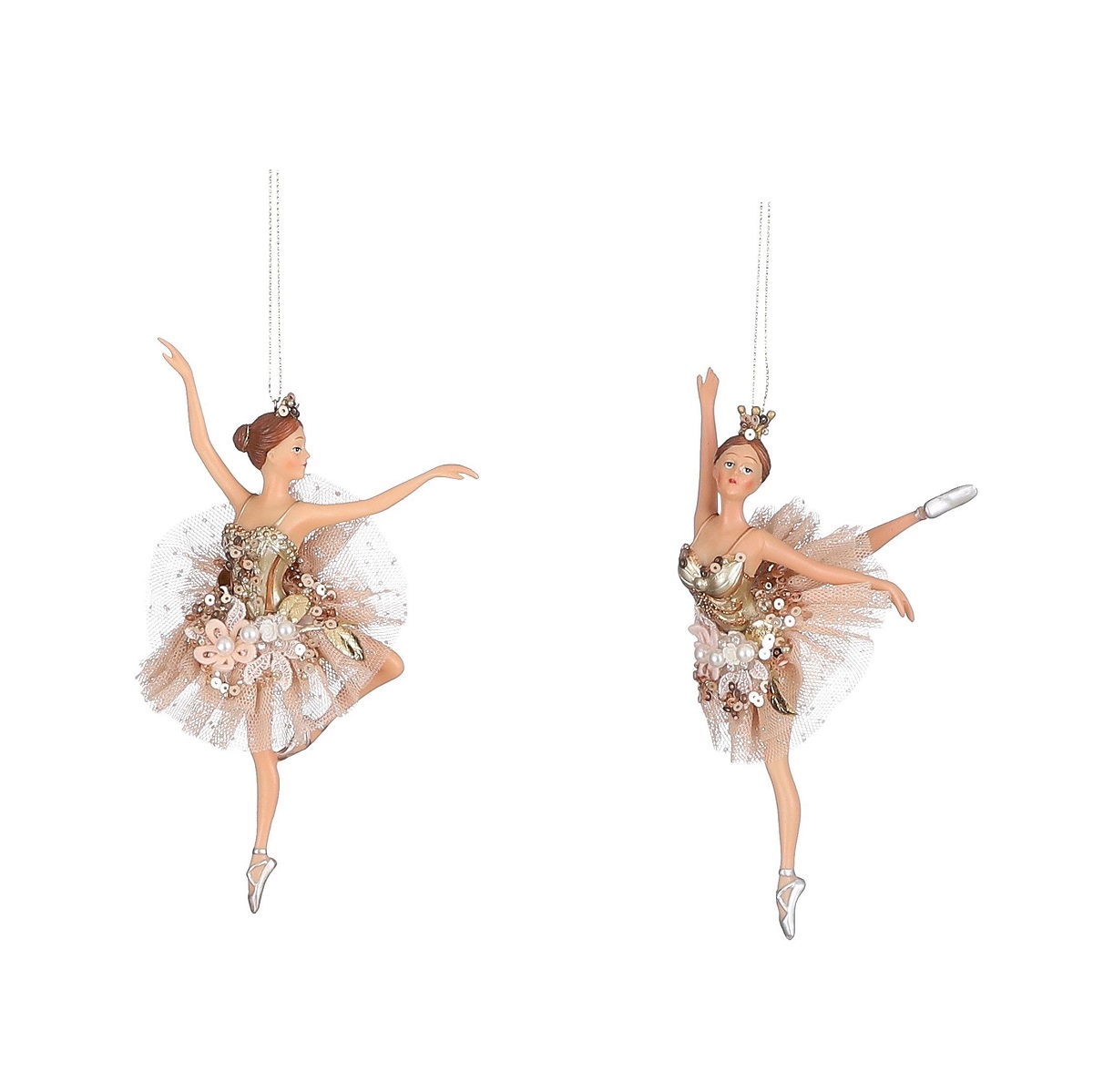 EDELMAN-1180938 Ballerina gold ukras za bor, 7,5x7,5x18 cm, sort.