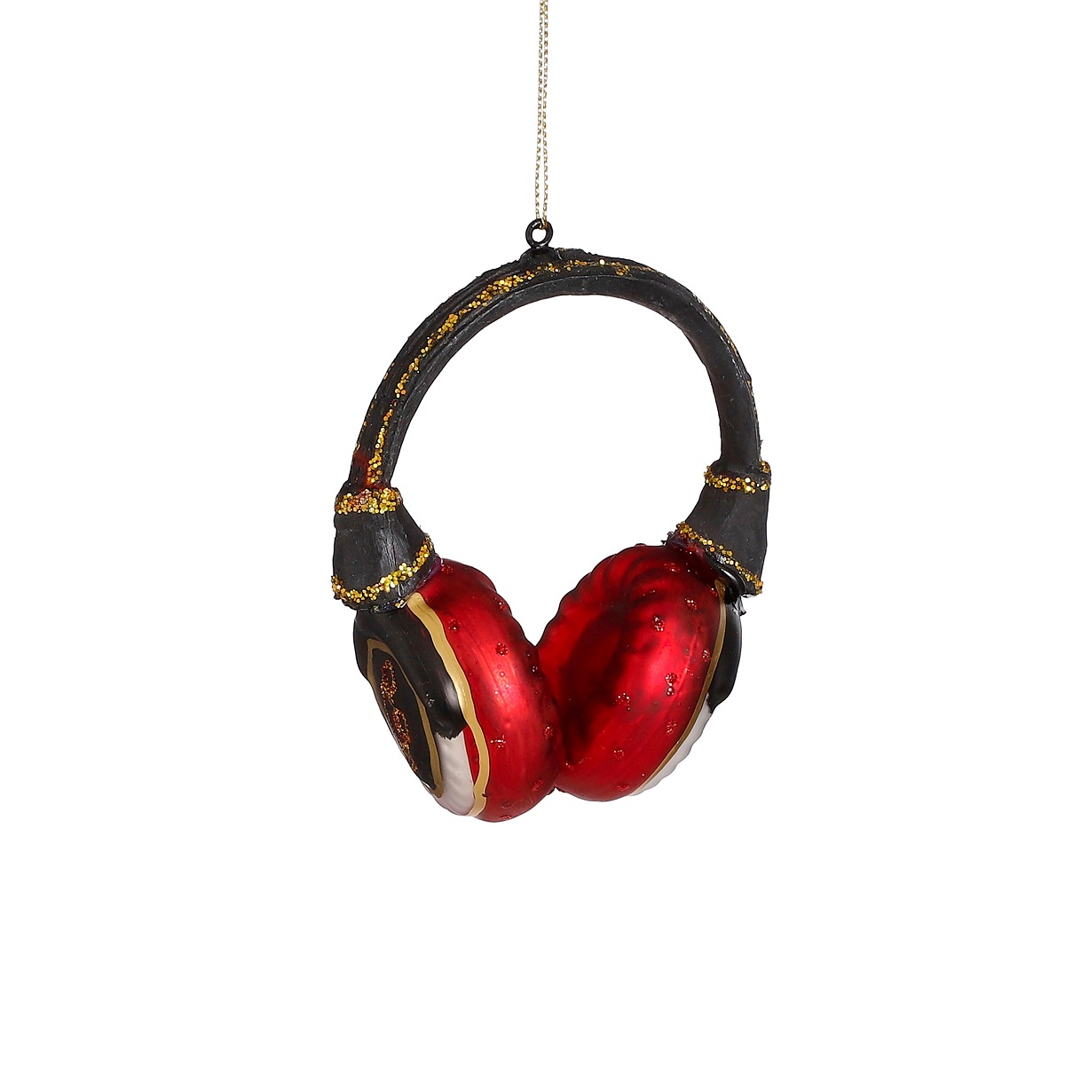 EDELMAN-1180996 Headphone red stakleni ukras za bor, 9,5x5x11 cm