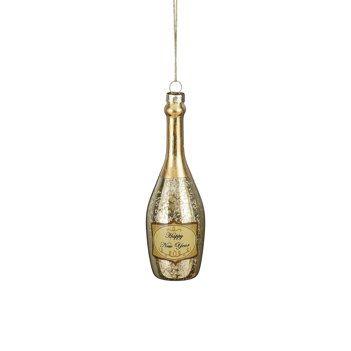 EDELMAN-1181151 Champagne bottle stakleni ukras za bor, 14,5x4,5 cm