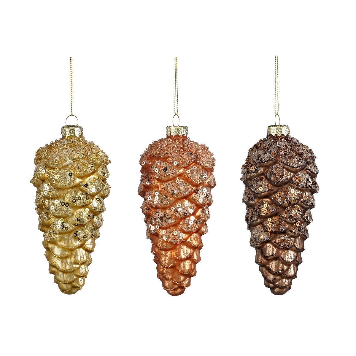 EDELMAN-1181740 Pine cone stakleni ukras za bor, 16 cm, sort.